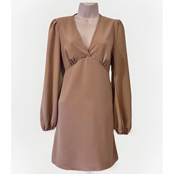 SHEIN Dresses & Skirts - Empire Waist Puff Longsleeve Dress Womens XS Peach Fairy Regency Cottage Girly